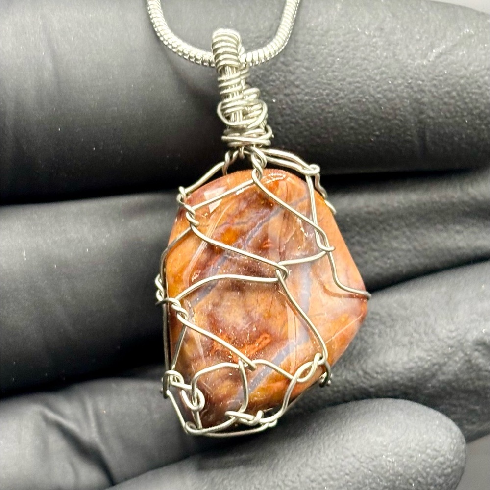 Handcrafted Wire-Wrapped Stone Pendant - Picture 3 of 3
